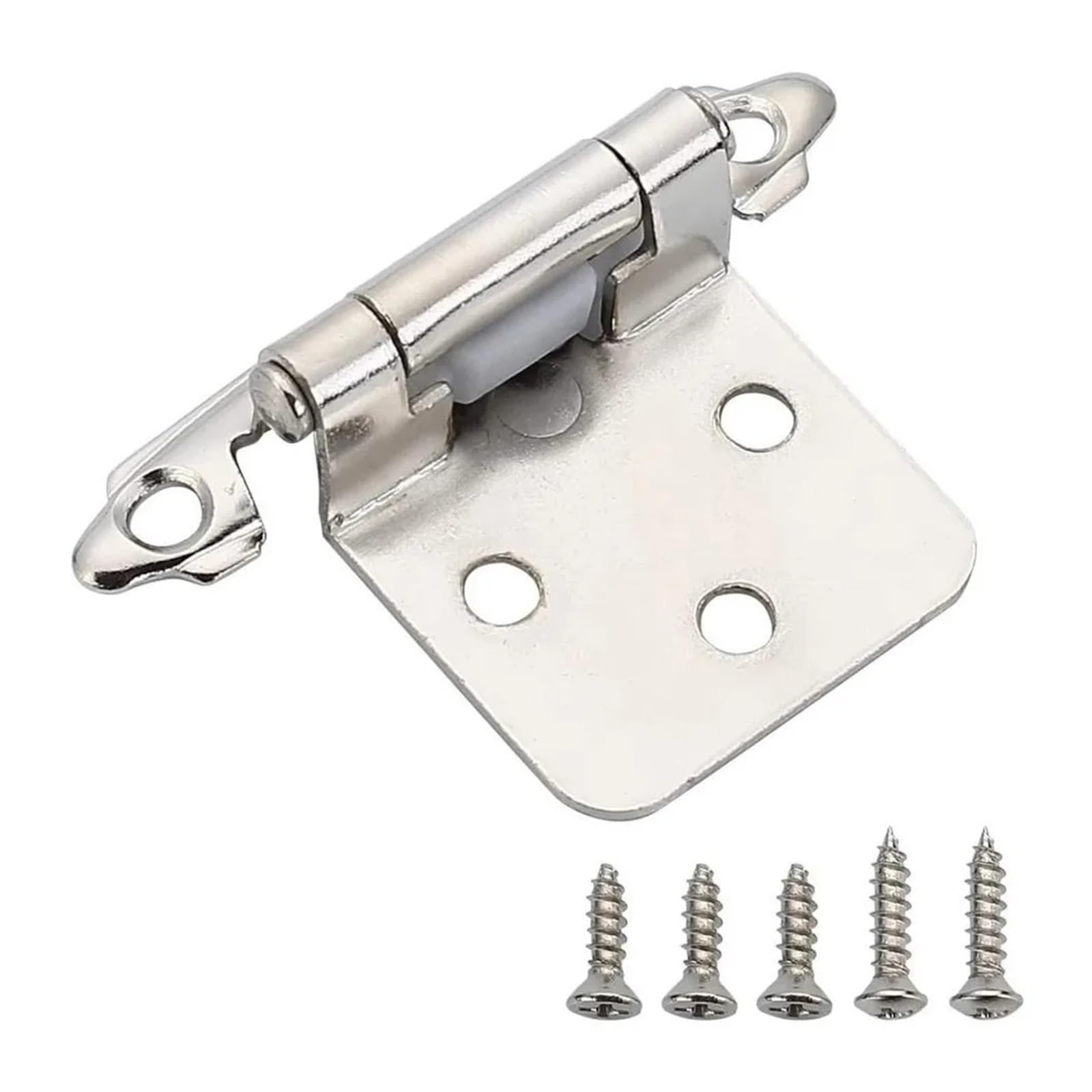 Wkfbifly Silver Durable American Spring Hinge With Screws Iron Self Closing Hinges Overlay Mount Rustproof Furniture Cabinet Kitchen(Silver)