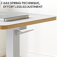 Vista 9 de SANODESK Mesa médica ajustable sobre la cama con ruedas ocultas, carrito de escritorio móvil neumático para computadora portátil con bandeja