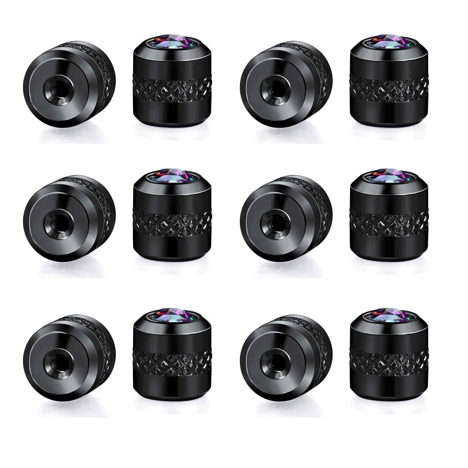 Titanium Screw Earring Backs with Rainbow CZ|3 Pairs 20G/0.8mm and 3 Pairs 18G/1mm|Hypoallergenic Stopper Black Stainless Steel Backings Replacement