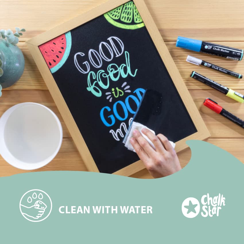 4 Pennarelli A Gesso Securit Chalk Star - Punta 1-2 Mm, Bianco, Lavabile, Per Lavagne E Vetri - Foto 5