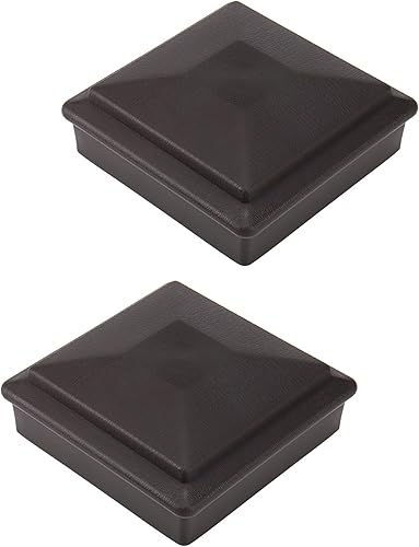 Coshar Tapón de plástico de 4.7 x 4.7 pulgadas, tapas superiores cuadradas para vallas, buzones, cubiertas (marrón oscuro, paquete de 2)