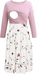 Smallshow Nursing Dresses 3/4 Sleeve Breastfeeding Dress for Women