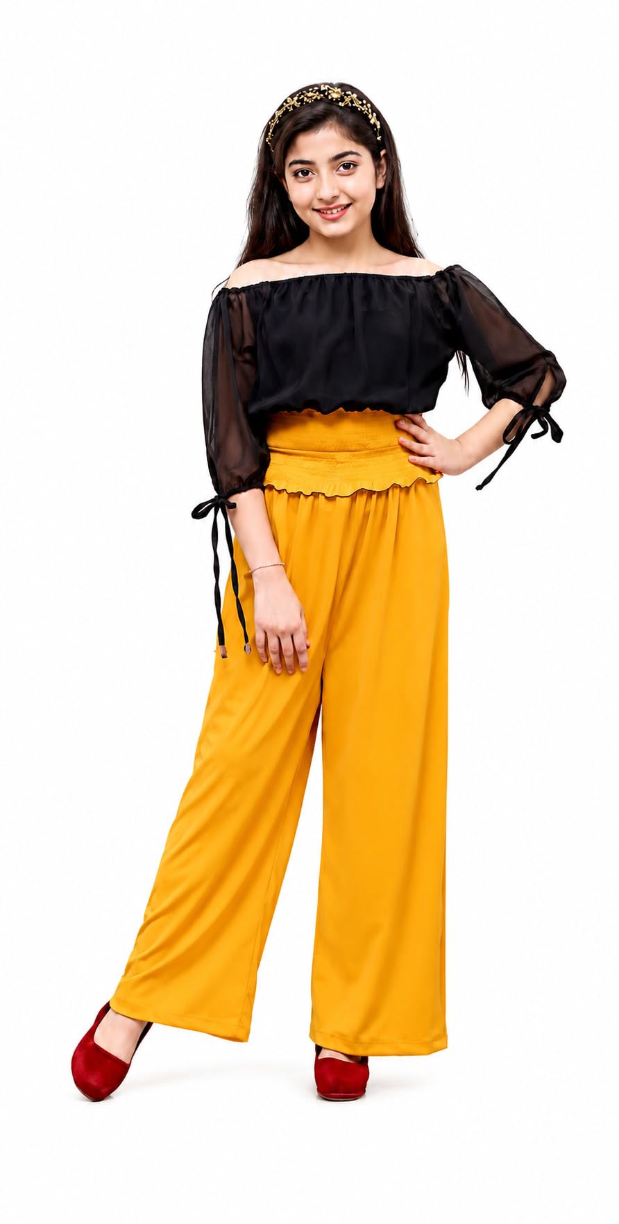 fellamo FM-Solid Tie-Sleeve Smocked Waist Full-Length Jumpsuit-198-picture-18