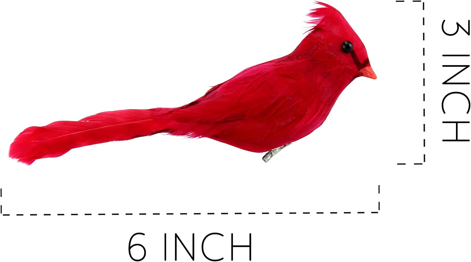 Cornucopia Red Cardinals Ornaments (6 Pack), 3-Inch Tall Artificial Birds; Great for Christmas Decorations, Winter Theme, Wreaths Etc, Clip-On Style