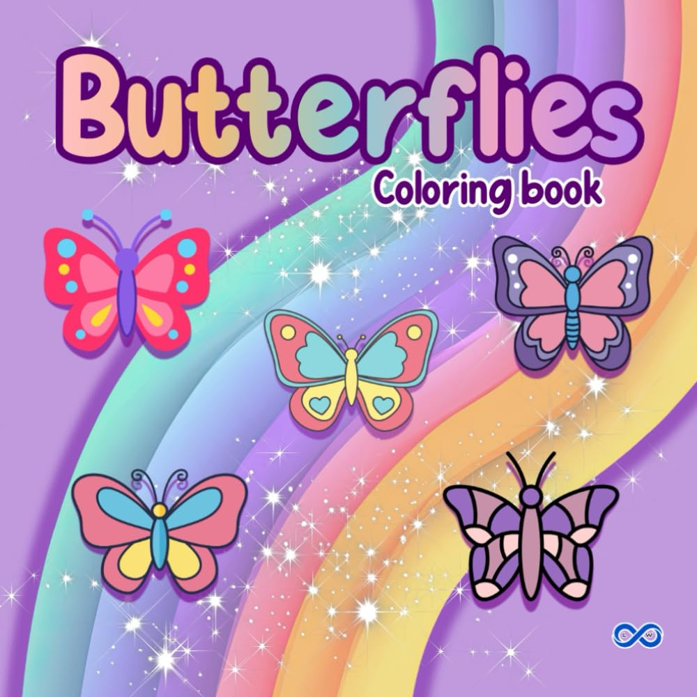 Butterflies Coloring Book for Kids Ages 4–8: Cute and Easy Butterfly Designs | Fun Nature and Garden Coloring Pages | Bold and Simple Designs | 8.5 x 8.5 Square Format