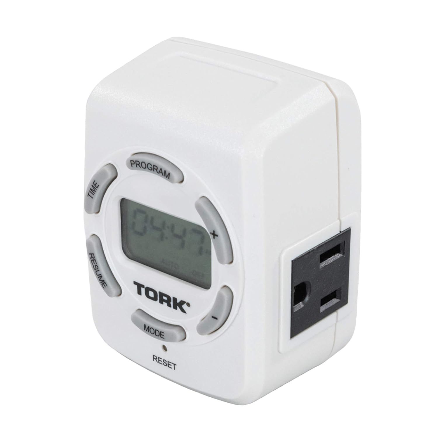 NSI TORK 458Z 7-Day Sunset Dusk to Dawn Digital Plug-in Lighting and Appliance Timer with 2 Grounded Outlets and 1-Minute Accuracy, White
