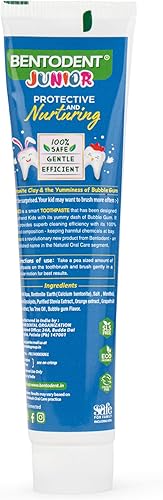 Miniatura 7 de Bentodent Kids Pasta de dientes de arcilla de bentonita de calcio natural, sin flúor, sin SLS, pasta de dientes de espuma natural, aliento fresco,