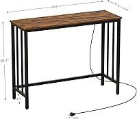 Vista 3 de Irontar Mesa consola con 2 tomas de corriente y 2 puertos USB, mesa de sofá estrecha de 39 pulgadas, mesa de entrada rústica con pies ajustables