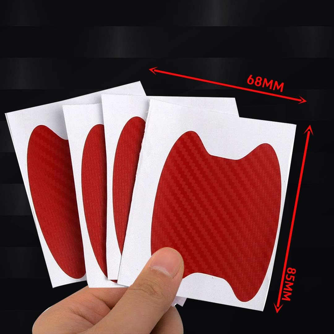 8 Pcs Universal Carbon Fiber Texture Auto Car Door Handle Cup Scratch Protection Films, Car Accessories, Fashion Car Stickers, Exterior Paint Protection Film Guards Adhesive Protector (Wine Red)