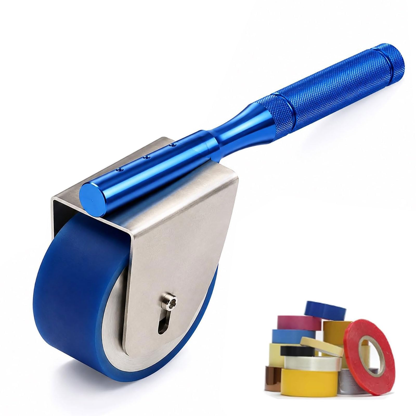 Herramienta de Prueba de Adhesión con Rodillo Manual, Rodillo Estándar 2kg | Rodillo de Presión Probador de Adhesión de Cinta, Caucho PU & Mango Antideslizante, Para Suelo Vinílico Papel Pintado(blue)