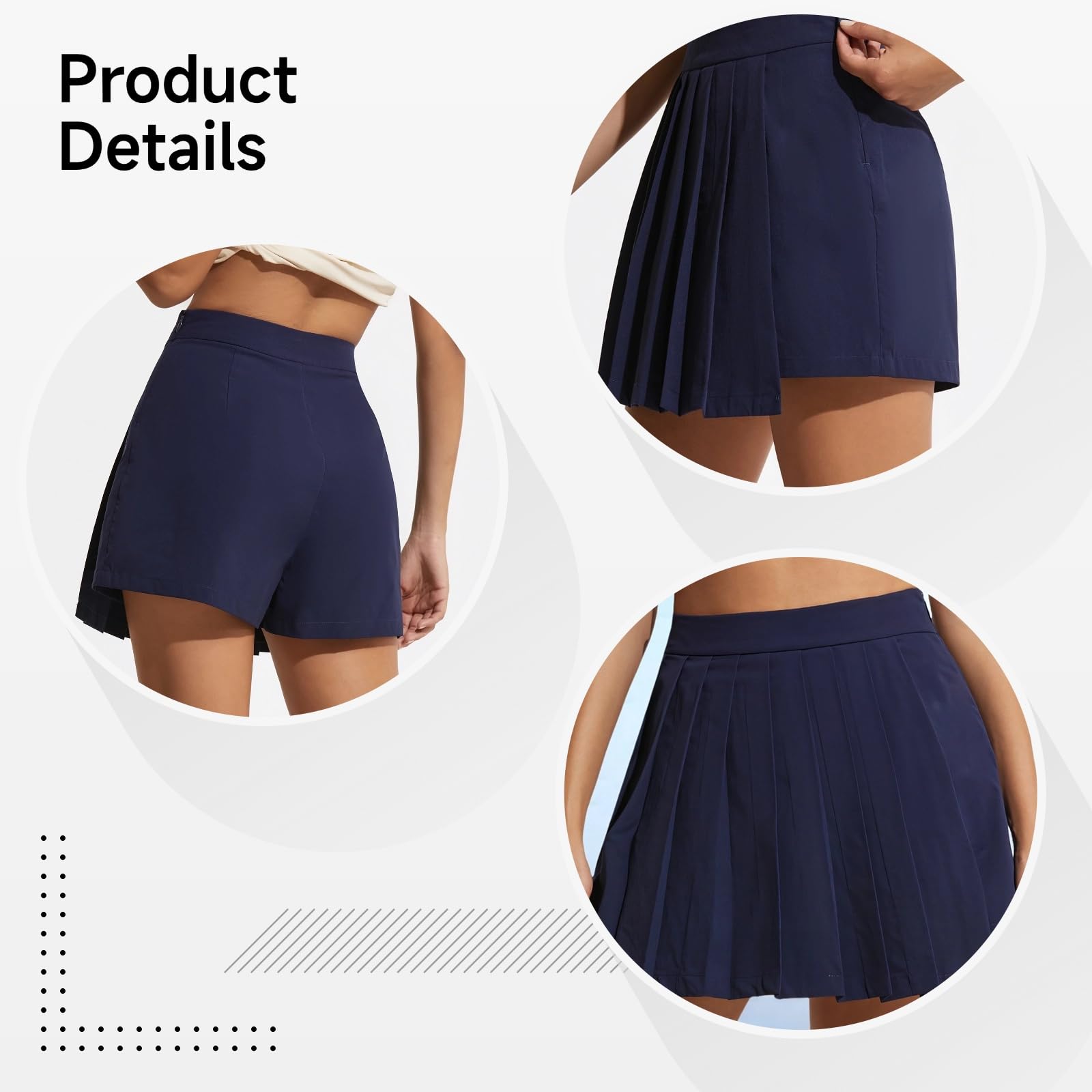 Jupe de Tennis avec Short intérieur, Jupe plissée pour Femme, Jupe de Golf avec Poches, Taille Haute, pour Femmes de 1,68 m à 1,80 m, 149 à 150 LB, Bleu