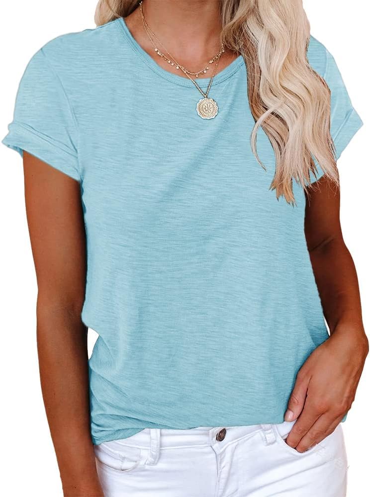 Cicy Bell T-Shirt Damen Kurzarmhemden für Damen Oberteile Rundhals Casual Locker Lässig Sommer Baumwolle T-Shirts