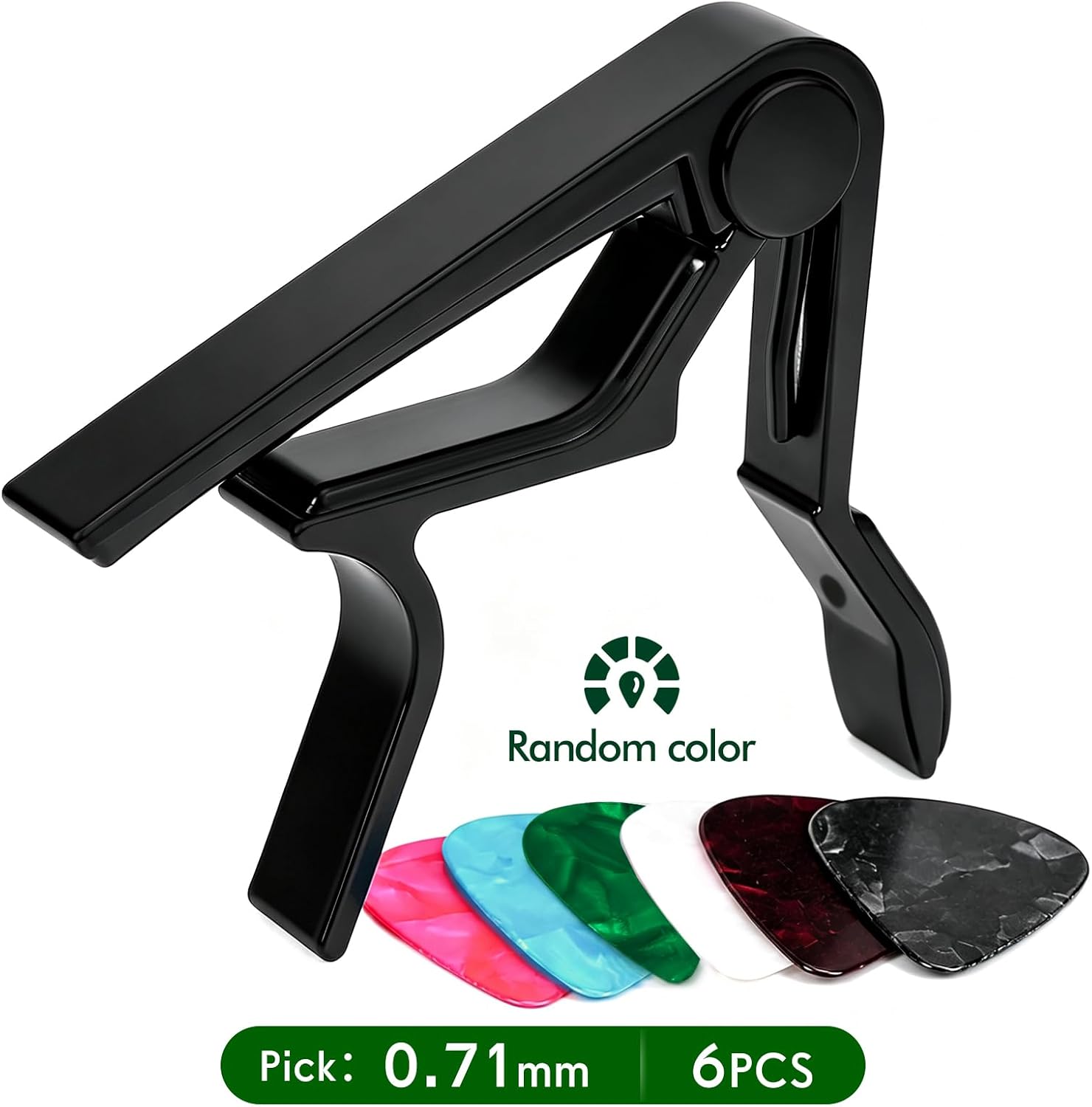 Guitar Capo for Acoustic and Electric Guitars - Rosewood Color with 6 Picks