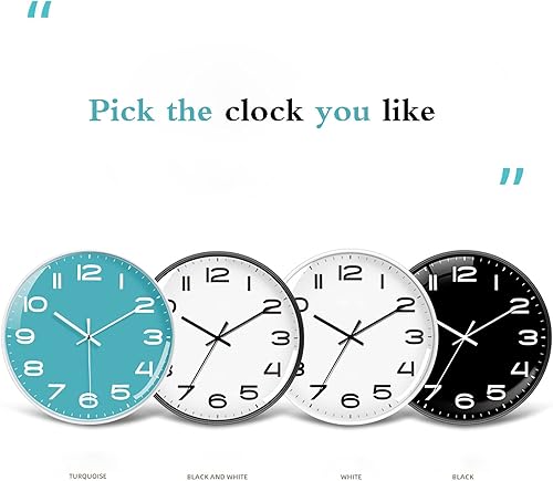 Miniatura 5 de LAIGOO Reloj de pared analógico verde de 10 pulgadas, silencioso, sin tictac, decorativo, moderno, funciona con pilas, para sala de estar, baño,