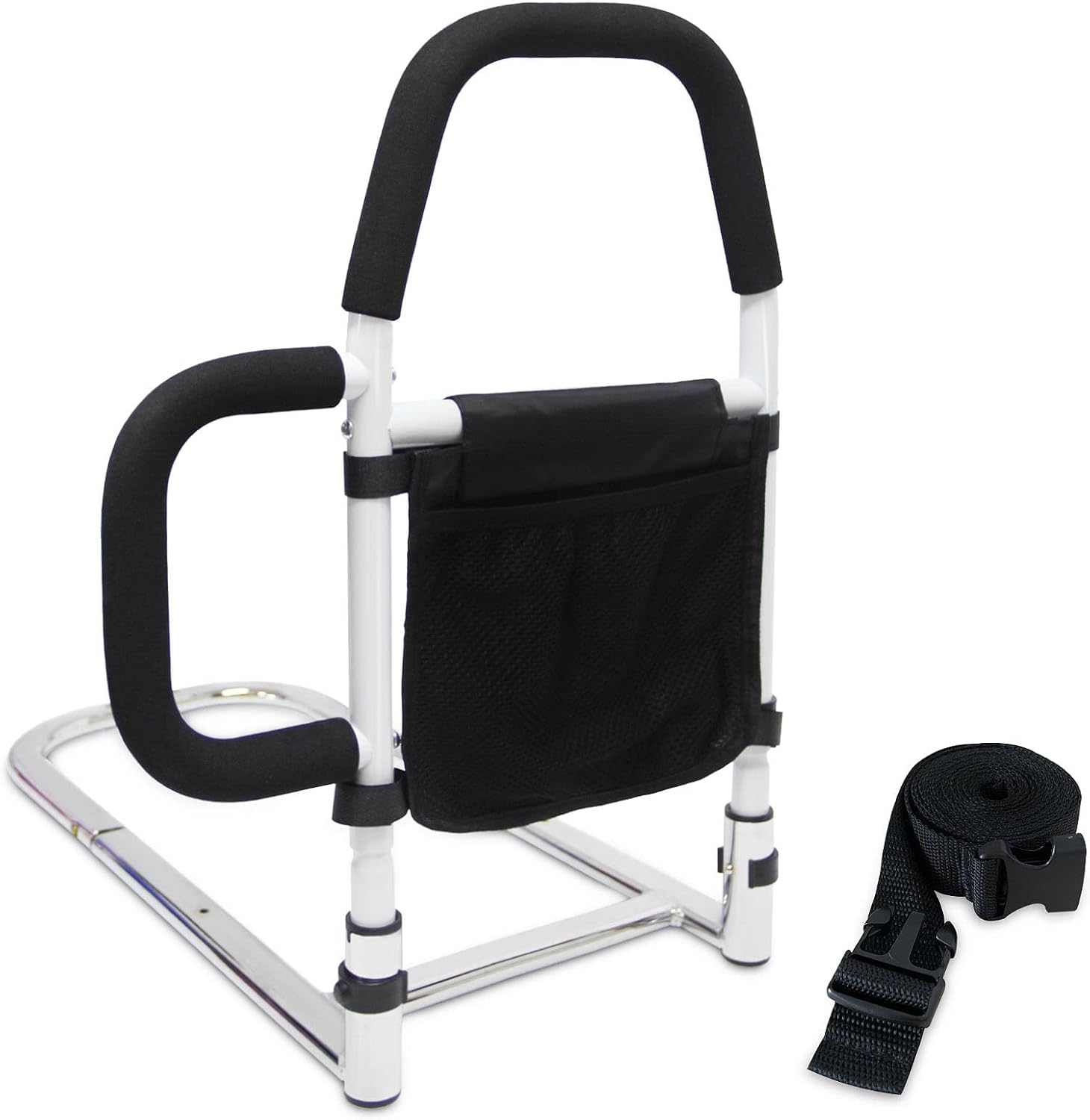 Kaucytue Bed Rail for Elderly with Removable Reinforced Small Armrest & Storage Pocket, Portable