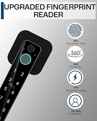 Miniatura 5 de Cerradura de puerta inteligente 5 en 1, perilla digital de entrada sin llave, control de aplicación Bluetooth, tarjeta y llave, perilla de puerta