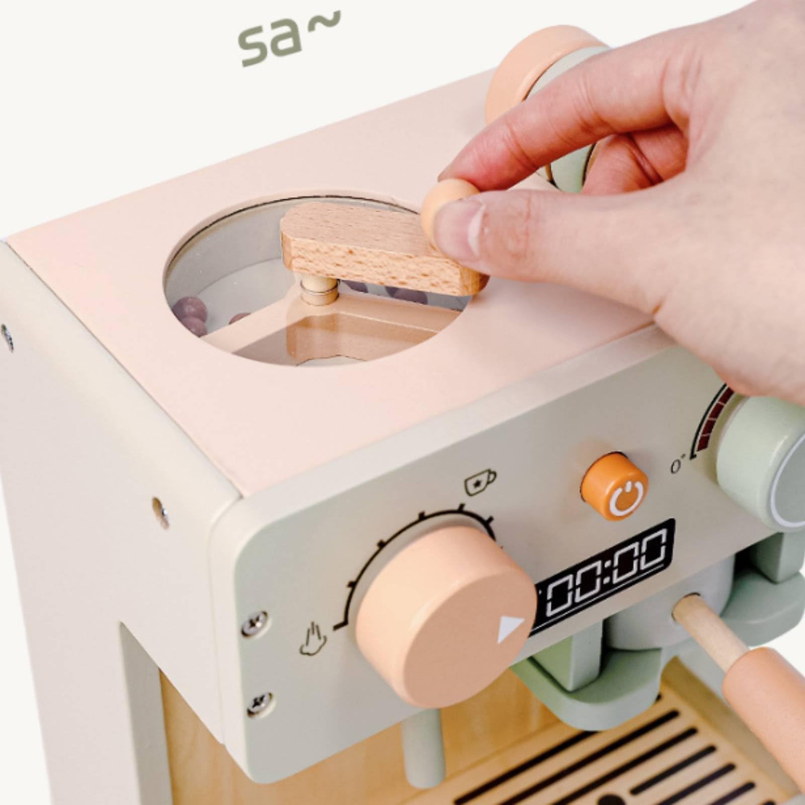 Cucina Giocattolo Bambini Macchina Del Caffè Giocattolo Set Caffetteria Finta Accessori in Legno con Tazze Cucchiaini Pannello Adatta per Gioco di Ruolo Cameretta Momenti Attività Educative