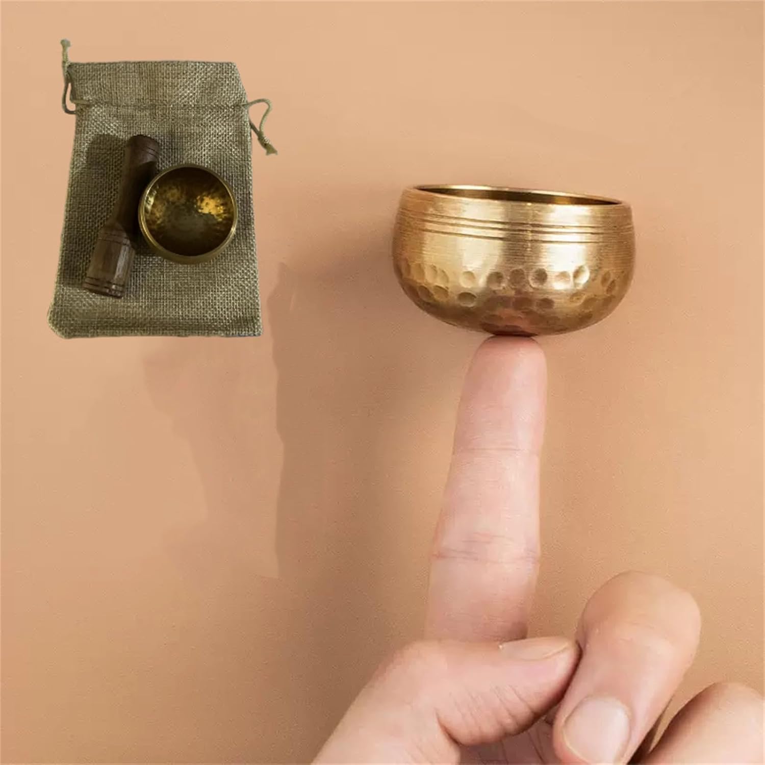 Tibetan Singing Bowl Set (Mini),Hand Hammered In Nepal For Yoga, Meditation, Mindfulness, Energy Healing & Chakra Balancing, Himalayan Sound Bowl, Exquisite Feng Shui Meditation Bowls