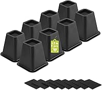 Vista 28 de Paquete de 12 elevadores de muebles de 1 pulgada, elevadores de cama ajustables resistentes para mesa, escritorio, sofá, gabinete, marco de cama