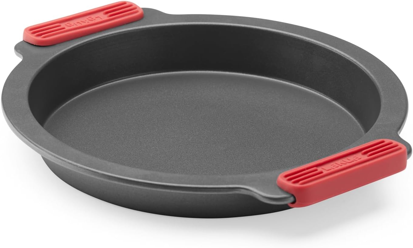 Lékué Non-Stick Square Cake Mold - Carbon Steel Oven Baking Pan with Platinum Silicone Handles, Dual Non-Stick Ceramic Coating, Even Heating, Scratch Resistant, PFOA & PFA-Free, 12.2 x 10.5 x 2"