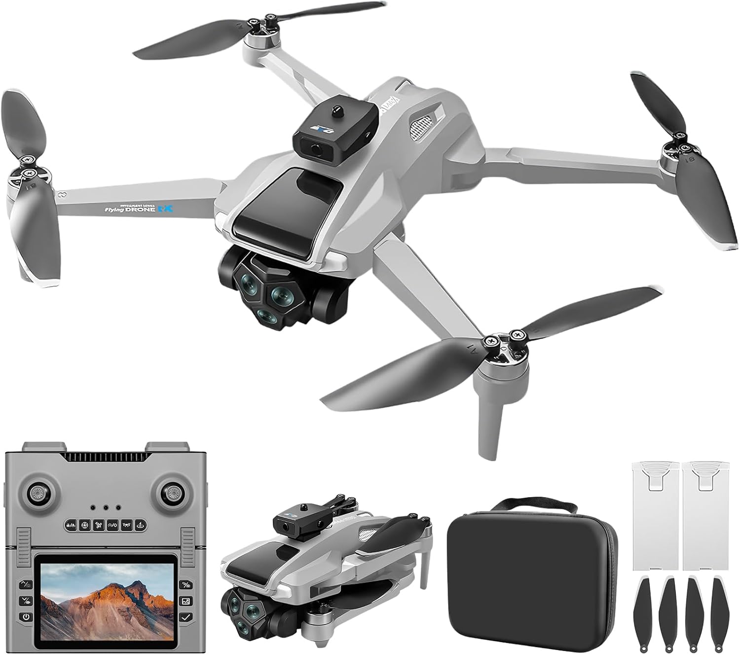 OBEST 5G GPS Drones with Camera for Adults 4K Professional, Drones with 4.5-Inch HD Screen Brushless Motor, Auto Return, Follow Me, One Key Start, Foldable RC Quadcopter for Beginners