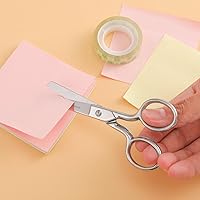 Vista 5 de Tijeras de costura de punta redonda: pequeñas tijeras de tela pequeñas afiladas de seguridad, tijeras de acero inoxidable de plata de 4.75 pulgadas