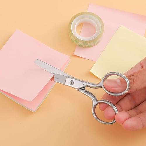 Miniatura 5 de Tijeras de costura de punta redonda pequeñas tijeras de tela pequeñas afiladas de seguridad, tijeras de acero inoxidable de plata de 4.75 pulgadas