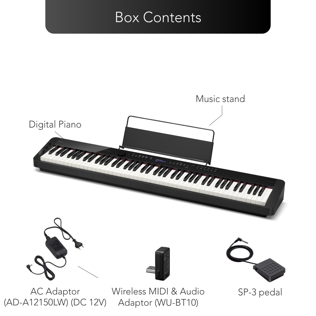 Casio px-s3100 譜面たて、Bluetooth usb、ペダル付き CASIO PX-S3100 88 Hammer Action Keys Stage Piano with Bluetooth