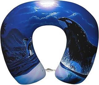 Cute Killer Whale Call from Deep Ocean Big Black and White Fish Portable U-Shaped Neck Pillow Soft Support for Travel