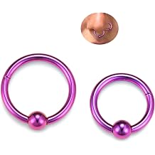 BodyBonita Ball Center Septum Rings, G23 Titanium Nose Rings Hoops, 14/16/18G Hinged Nose Rings for Women Men, PA Captive Bead Segment Ring, Helix Conch Daith Tragus Cartilage Body Piercing Jewelry