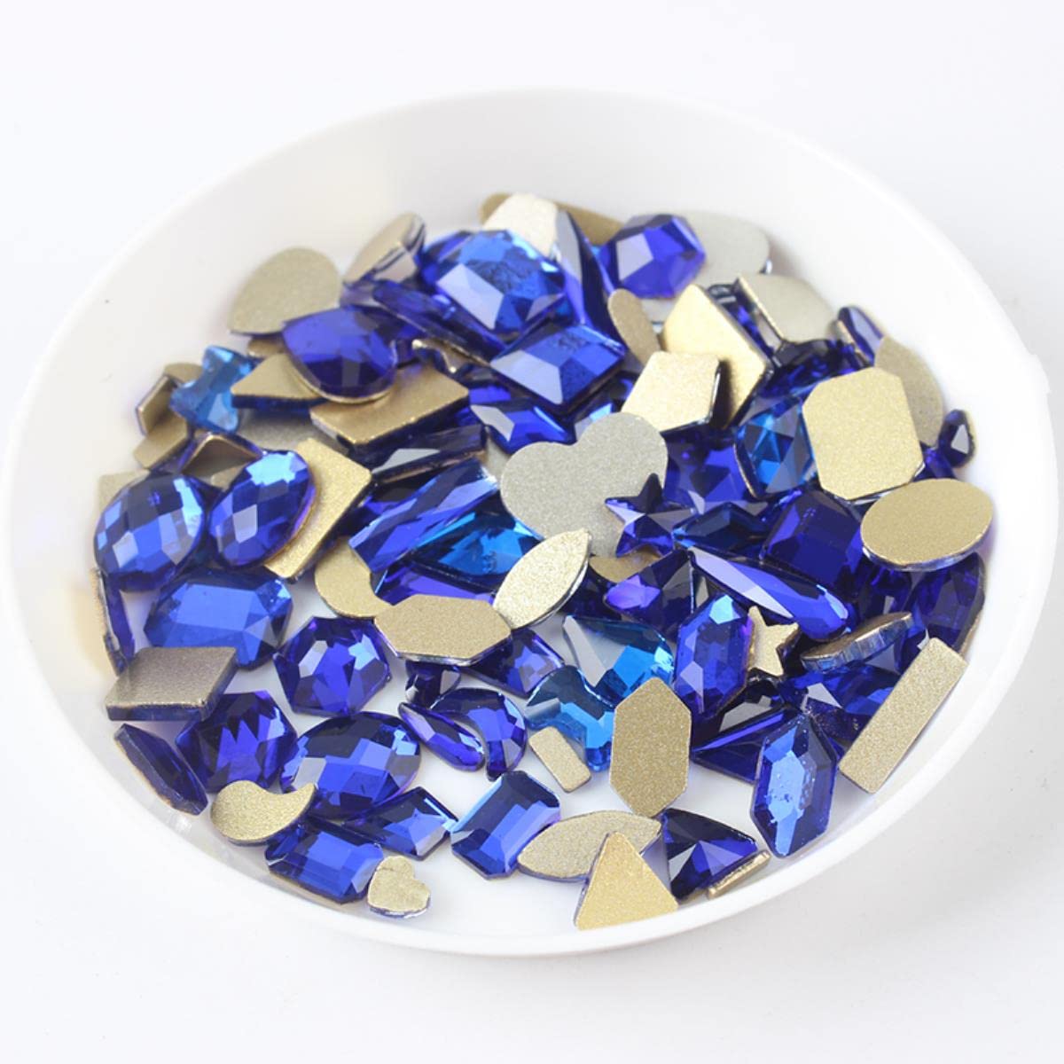 Mix Shape 100Pcs Sapphire Flat back Strass 3D Crystal Nail art Pietre per unghie fai da te Decorazione artistica-Zaffiro 36Grid box, 100Pcs