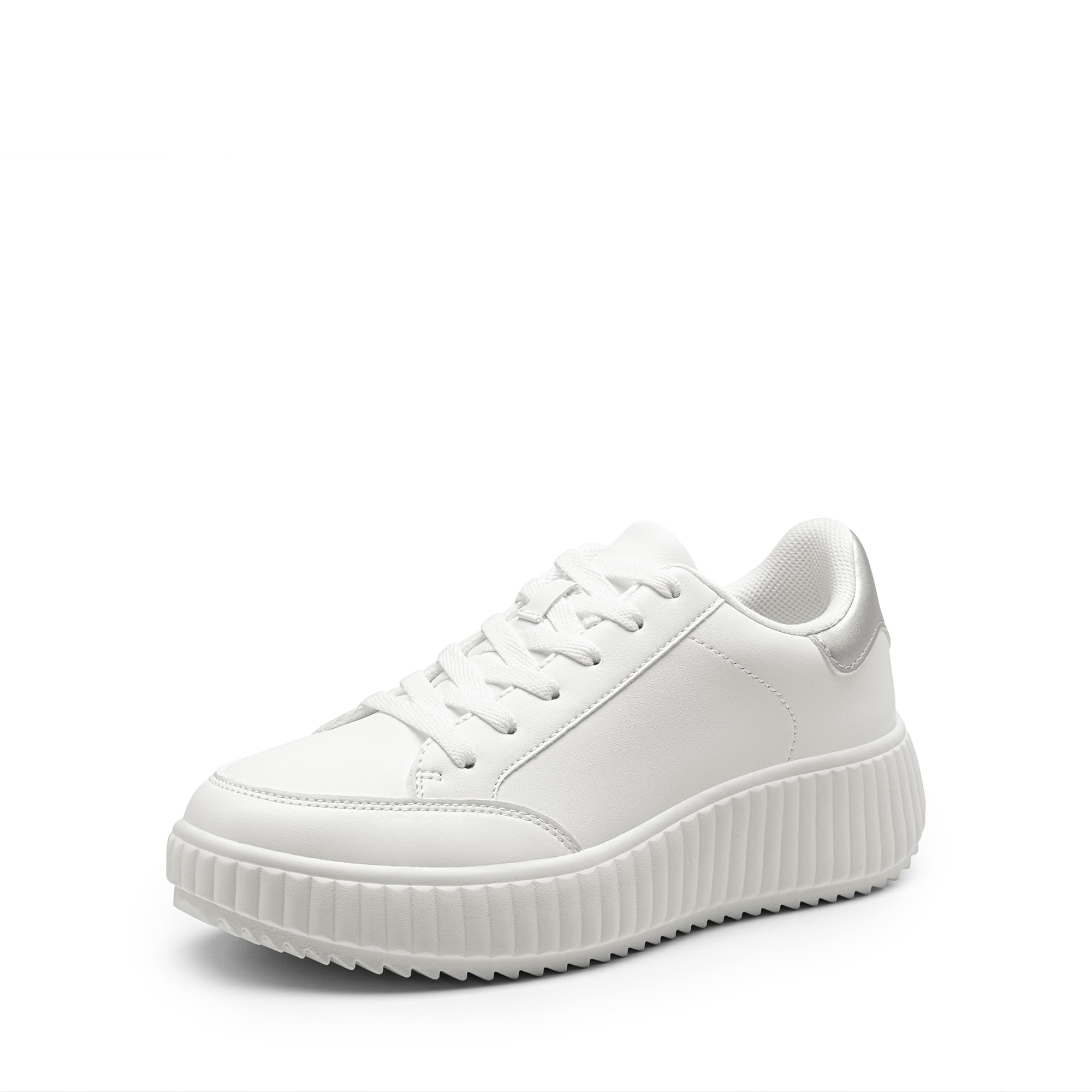 DREAM PAIRS Women Platform Chunky Lightweight Comfortable Casual Faux Leather Lace Up Dee Walking Fashion Sneakers