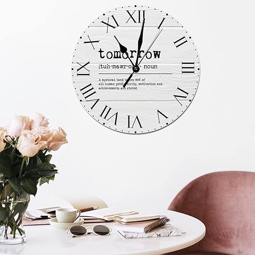 Miniatura 120 de Reloj de PVC con definición psicológica, reloj de pared grande con números romanos inspiración, refranes de inspiración de 12 pulgadas, significado