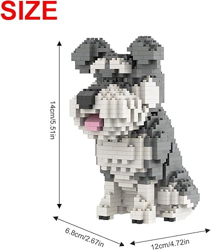 Miniatura 2 de Larcele Mini bloques de construcción conjunto de animales, ladrillos de juguete de construcción micro 3D DIY, 934 piezas KLJM-05 (Schnauzer)