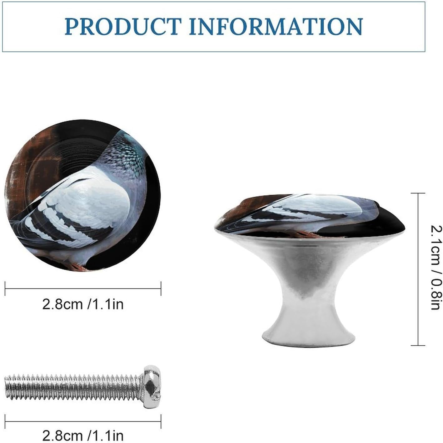 2 Pack Pigeon Cabinet Knobs Round Drawer Pulls image 2