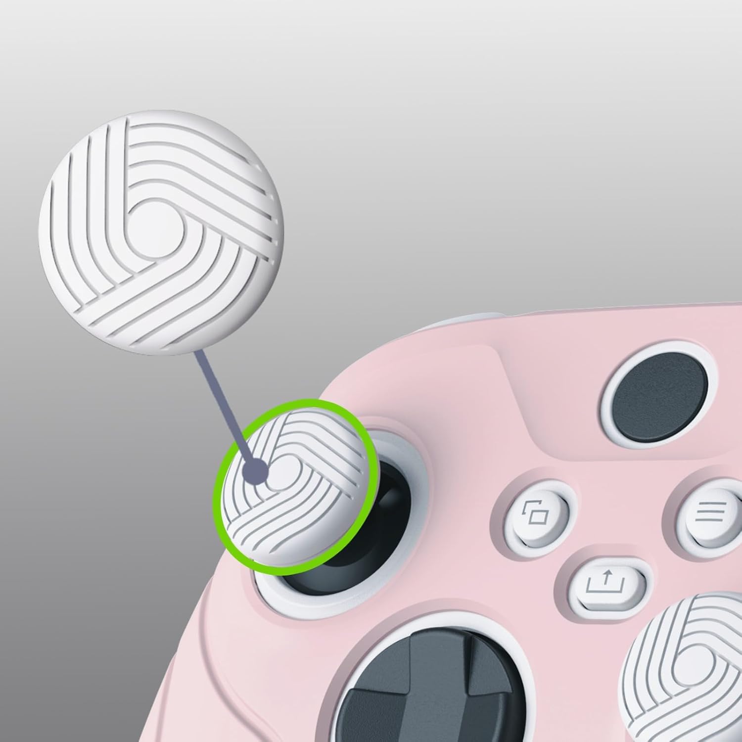 eXtremeRate PlayVital Pink Controller Cover for Xbox Series X/S with 2 Thumb Grips, Samurai Edition Anti-slip Silicone Skin Protector for Xbox Core Controller - Image 5