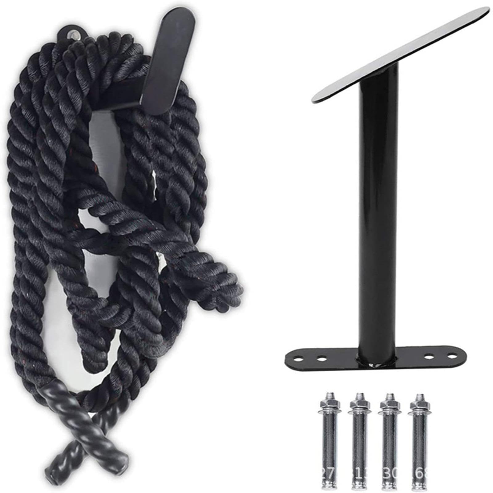 Man is making battle rope exercises during his cross training workout
