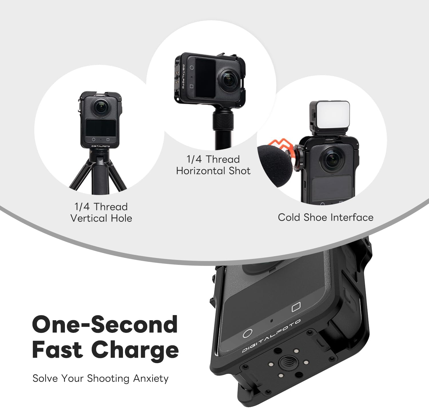 Metal Frame Cage for DJI Osmo 360 Accessories, Aluminum Alloy Protective Camera Cage with Quick Release, Silicone Lens Cap Screen Protector - Image 3