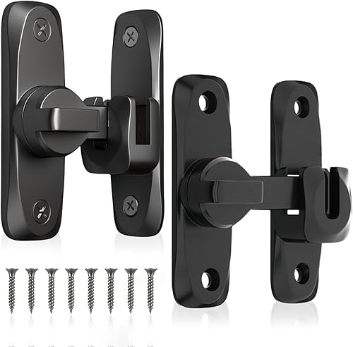 2 cerraduras de puerta corrediza de granero de 90180 grados, cierre de puerta doble resistente negro para bolsillo de pantalla