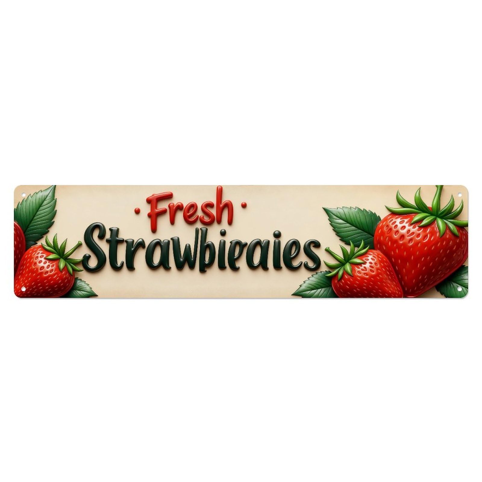 Fresh Strawberries Pattern Design_4 Metal Tin Sign Plaque