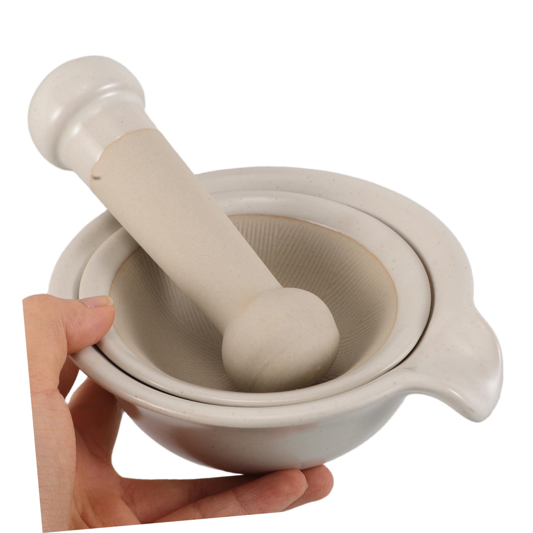 Food Masher Set Keramik Reisschale mit Stößel Leiser Manueller Brei-zubereiter Tragbar Für Babyernährung und Familienausflüge Japanisches Design