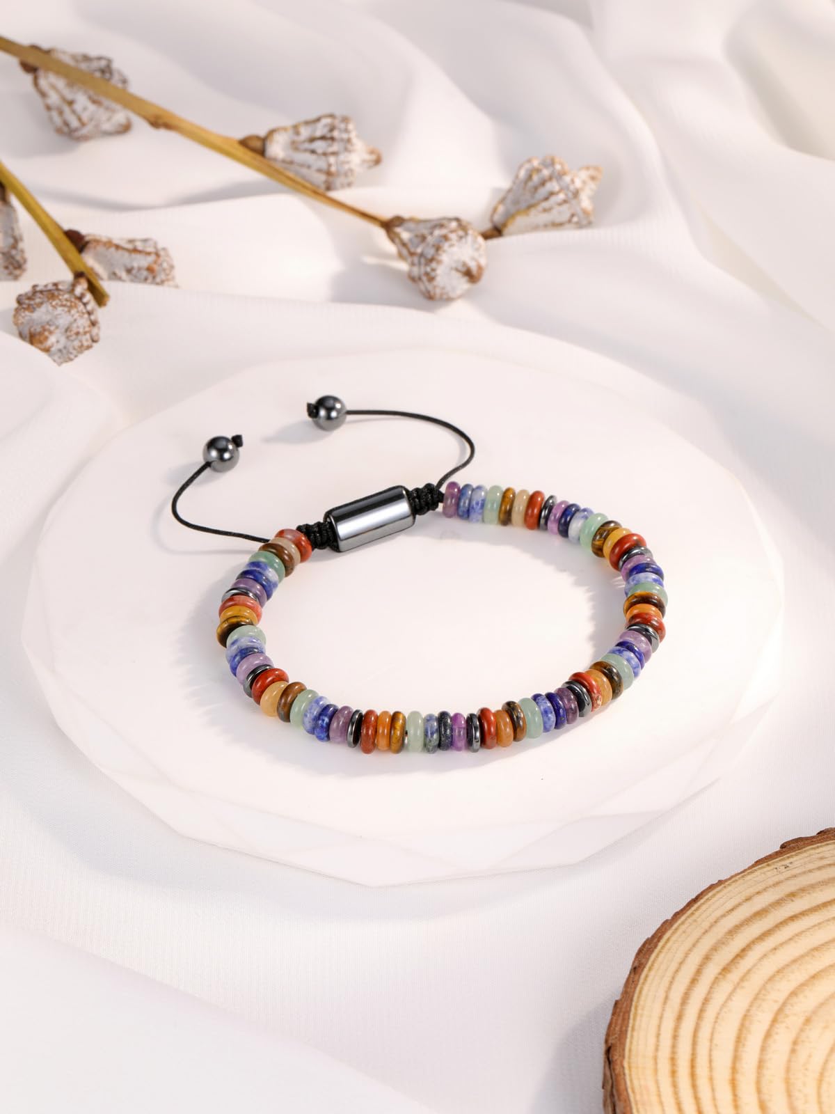 LYGBAOFUL Pulsera de Cuentas de Cristal para Hombre, Piedra de Ojo de Tigre, protección contra la ansiedad, Pulseras curativas, Regalos espirituales Ajustables para Mujeres, Hombres, él, Novio,