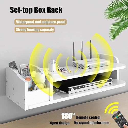 Miniatura 5 de Soporte de pared flotante para montaje en enrutador, organizador de pared, consola multimedia, organizador de cables, soporte de pared pequeño para