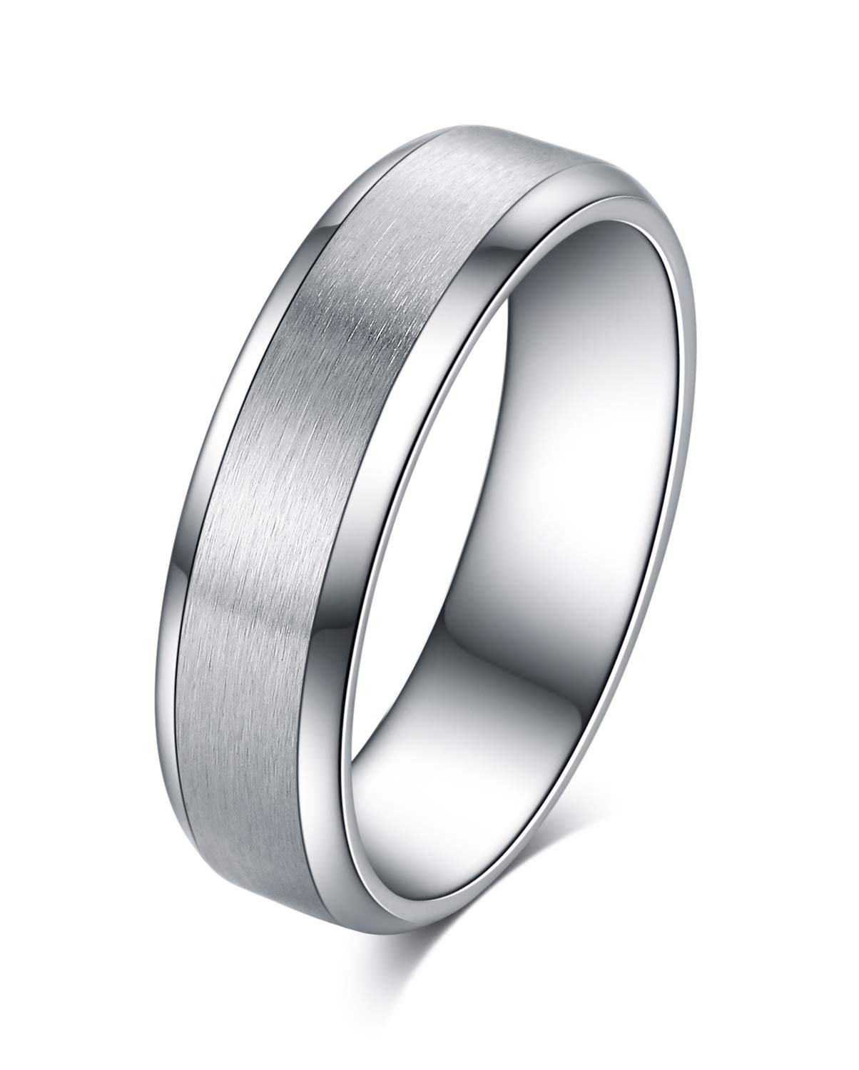 Tornito Stainless Steel Sliver Brushed Ring Wedding Band Matte Finish Beveled Polished Edge Comfort Fit for Men Women 8MM Wide Size 6.5 (B07ZF1J1XW) Amazon Price History, Amazon Price Tracker