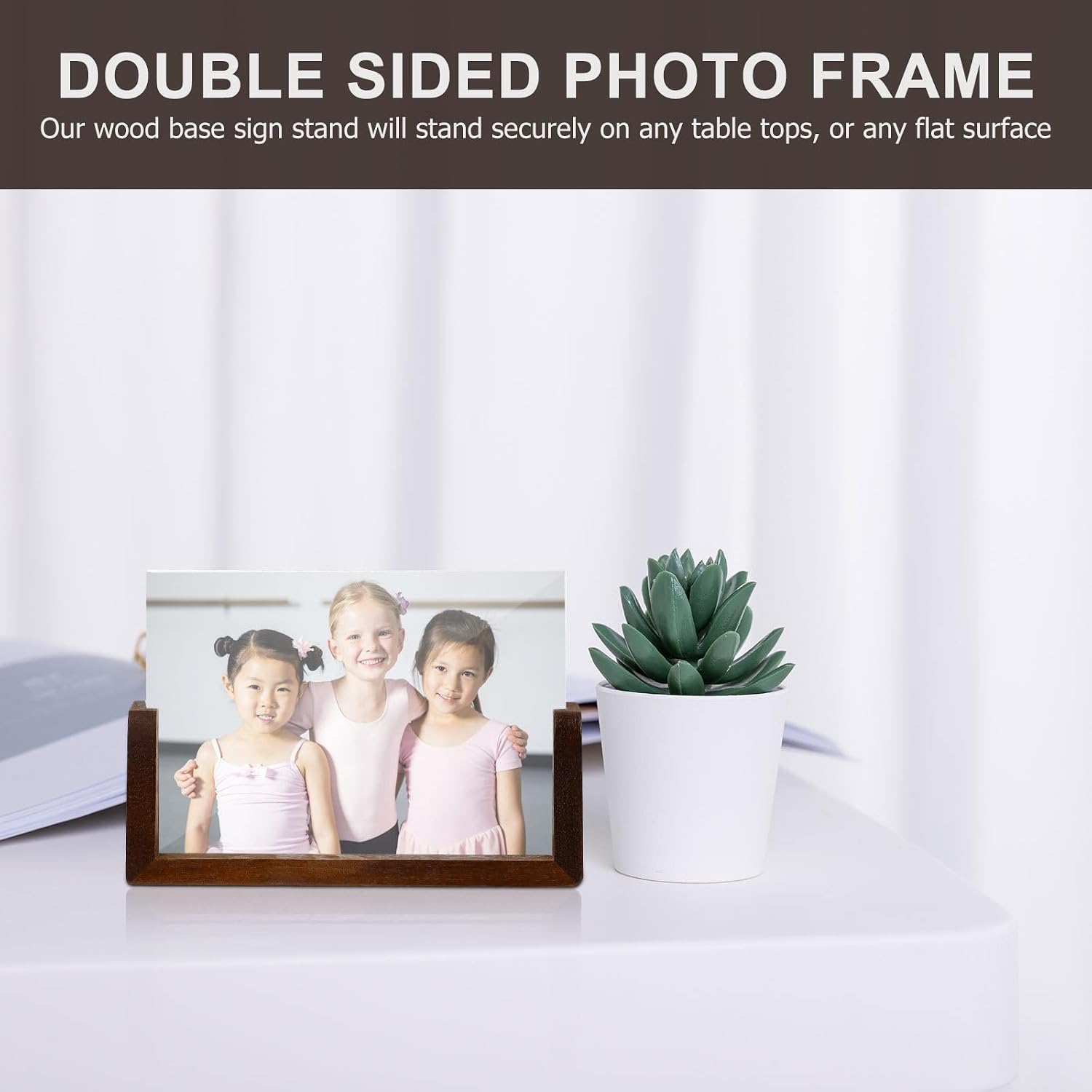 Wooden Photo Frame Stand 6 Inch Wood Base Display Stand