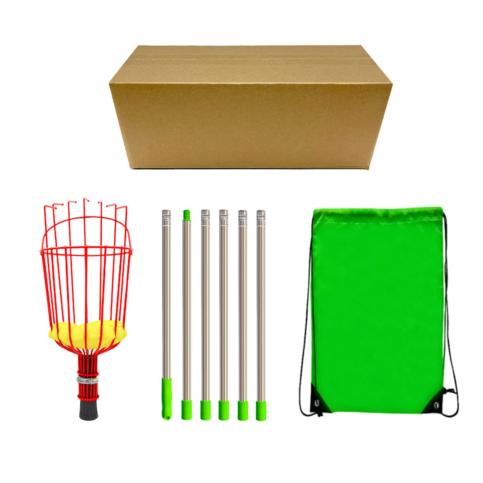 Lightweight Aluminum Extendable Fruit Pickers Tool with Nonslip Grip Orchards Harvesting Tool for Home and Farm Use High Reach Fruit Picking