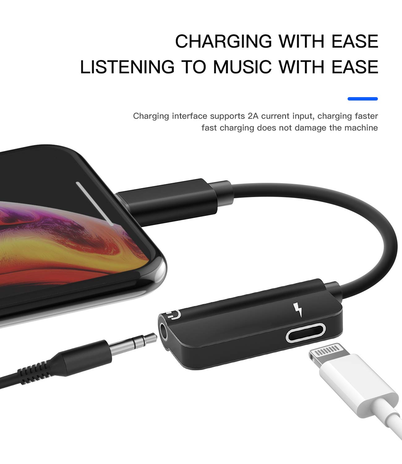 Zoyuzan Lightning to 3.5mm Audio Adapter, Charging and Audio, Compatible with iPhone 11 and iPad, Copper Core for Lossless Digital Sound Quality