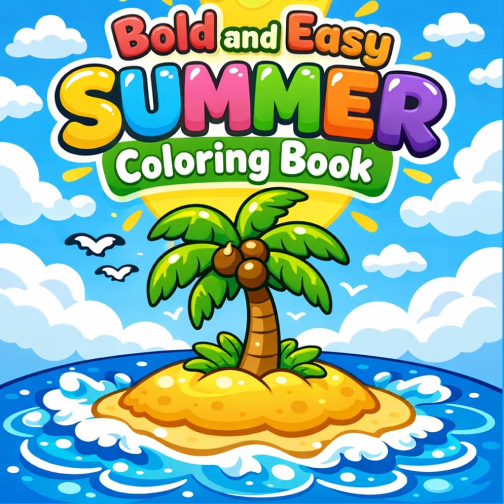 Bold and Easy Summer Coloring Book for Kids: Fun and Simple Summer Designs with Beach, Ice Cream, Sunshine, and Vacation Scenes for Boys and Girls Ages 4-8