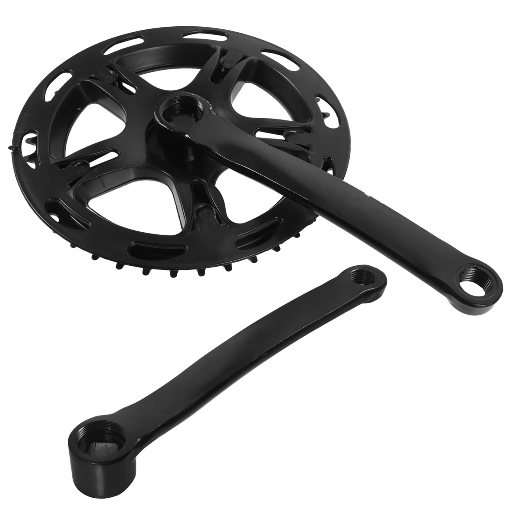Zerodeko Set di Guarnitura Bici Nero in Acciaio Pedivella e Corona Sostituibile, Resistente per Riparazione Bici