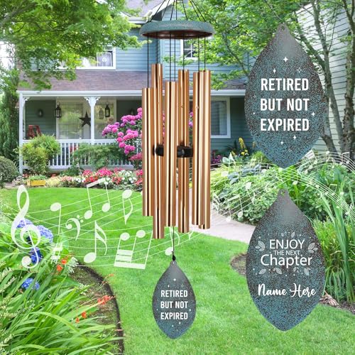 Image of ASTARIN Personalized 35 inch Happy Retirement Wind Chimes, Retirement Wind Chimes Gift for Women /Men Teacher Coworker 2025, Going Away Farewell Gifts, Deep Tone Larde Wind Chime